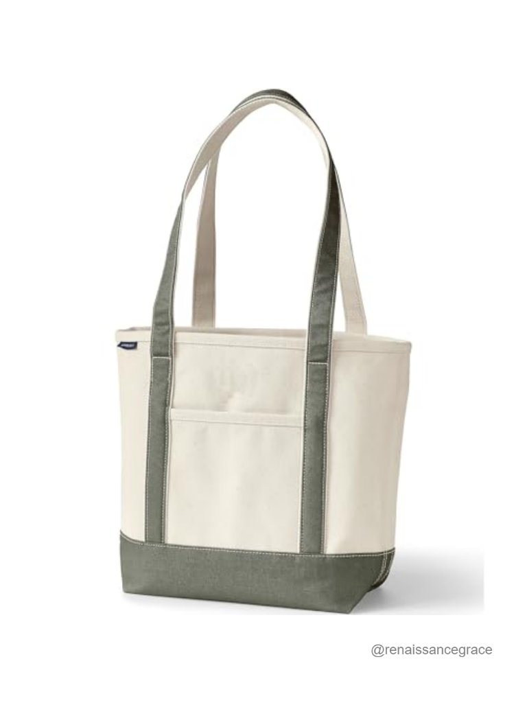 Canvas Tote Bag Medium Long Handles Structured Reinforced Base